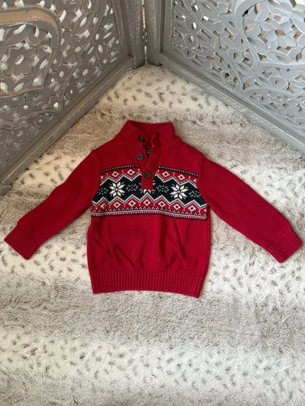 The Children's Place half zip sweater baby boys 18-24 months snowflake winter